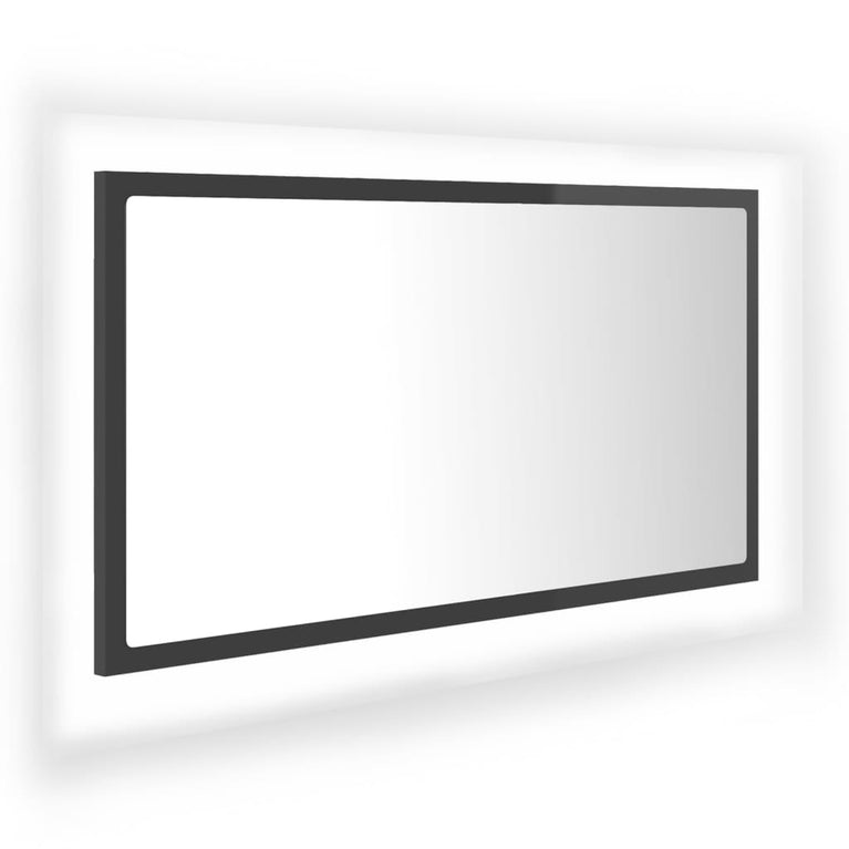 Badkamerspiegel LED 80x8,5x37 cm acryl hoogglans grijs MeubelReus