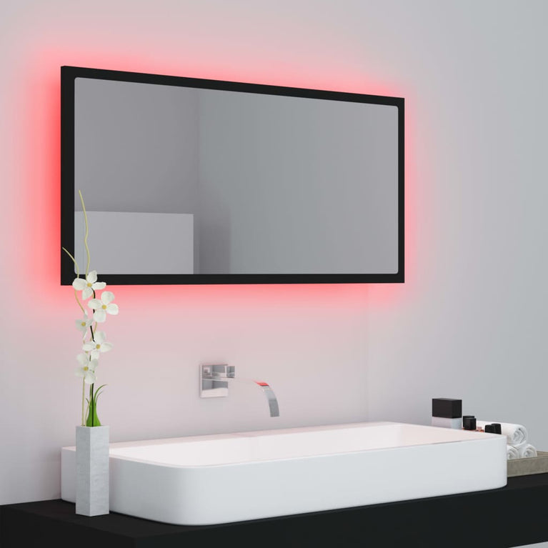 Badkamerspiegel LED 90x8,5x37 cm acryl zwart MeubelReus