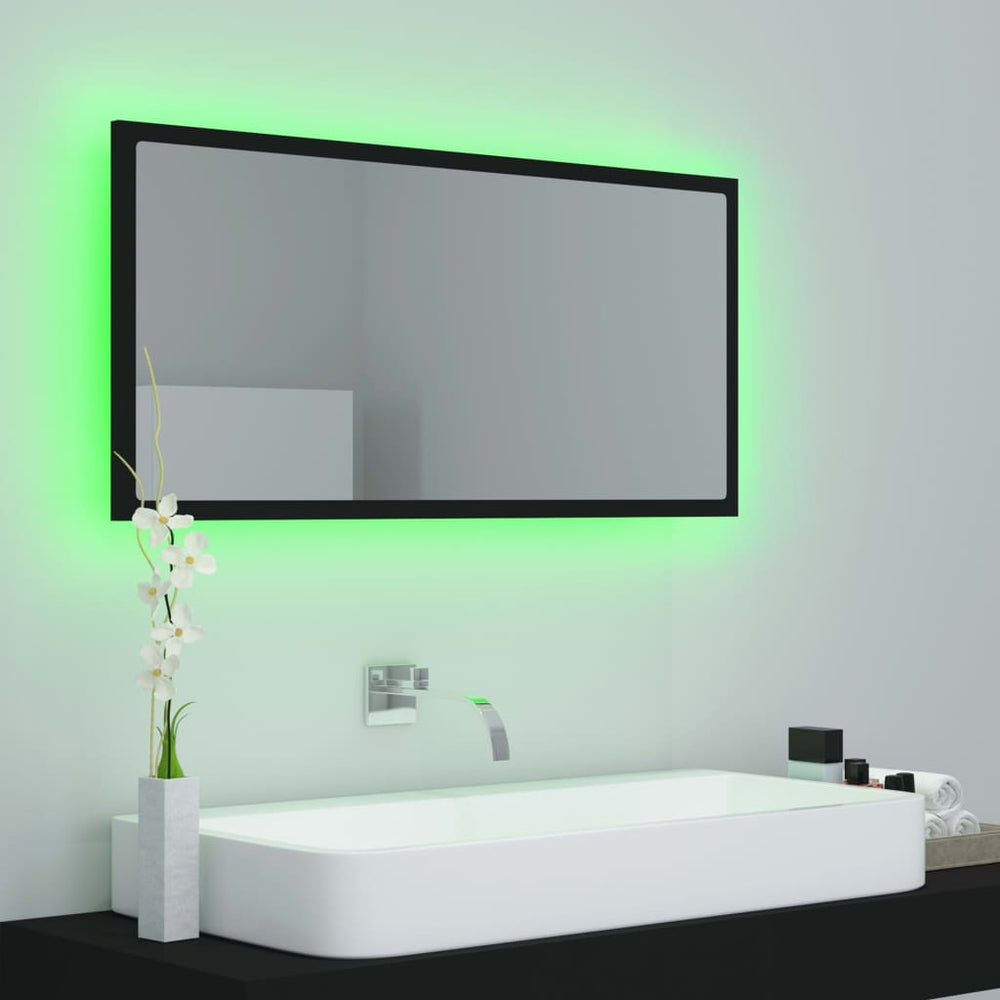 Badkamerspiegel LED 90x8,5x37 cm acryl zwart MeubelReus