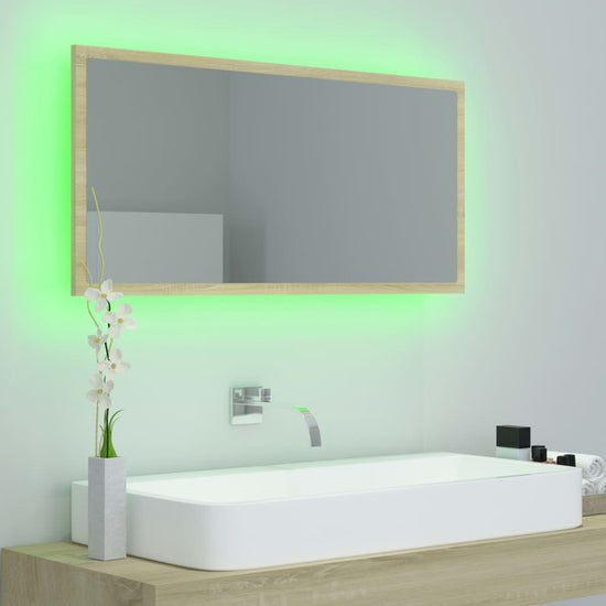 Badkamerspiegel LED 90x8,5x37 cm acryl sonoma eikenkleurig MeubelReus