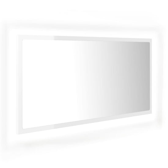 Badkamerspiegel LED 90x8,5x37 cm acryl hoogglans wit MeubelReus