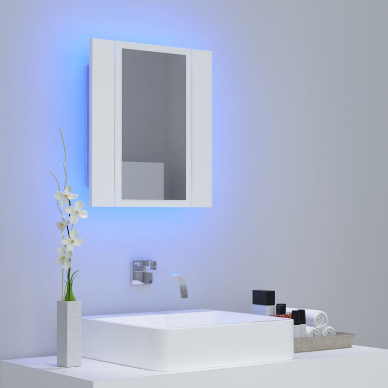 Badkamerkast met spiegel en LED 40x12x45 cm acryl wit MeubelReus