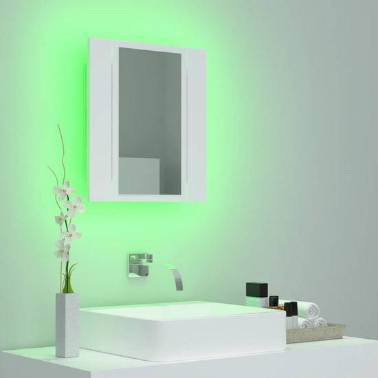 Badkamerkast met spiegel en LED 40x12x45 cm acryl wit MeubelReus