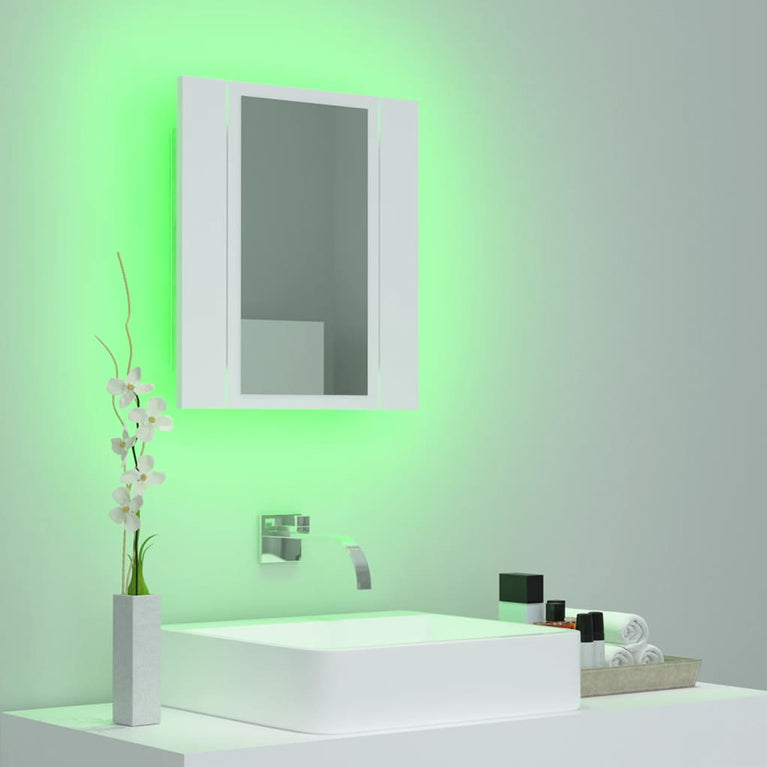 Badkamerkast met spiegel en LED 40x12x45 cm acryl wit MeubelReus