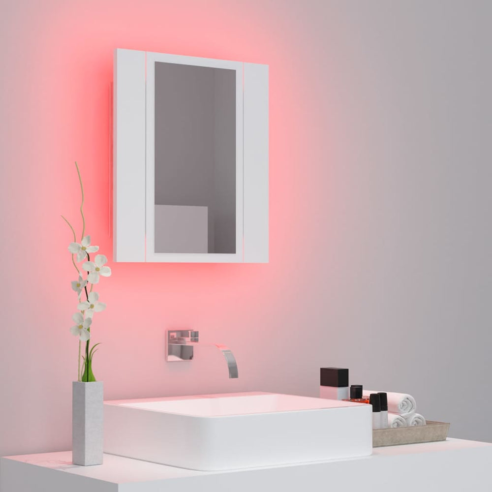 Badkamerkast met spiegel en LED 40x12x45 cm acryl wit MeubelReus