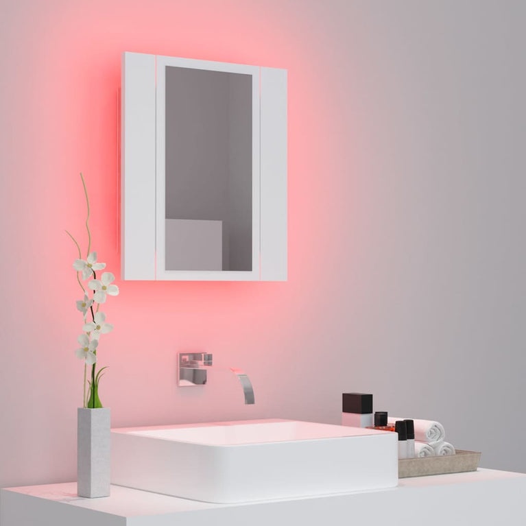 Badkamerkast met spiegel en LED 40x12x45 cm acryl wit MeubelReus
