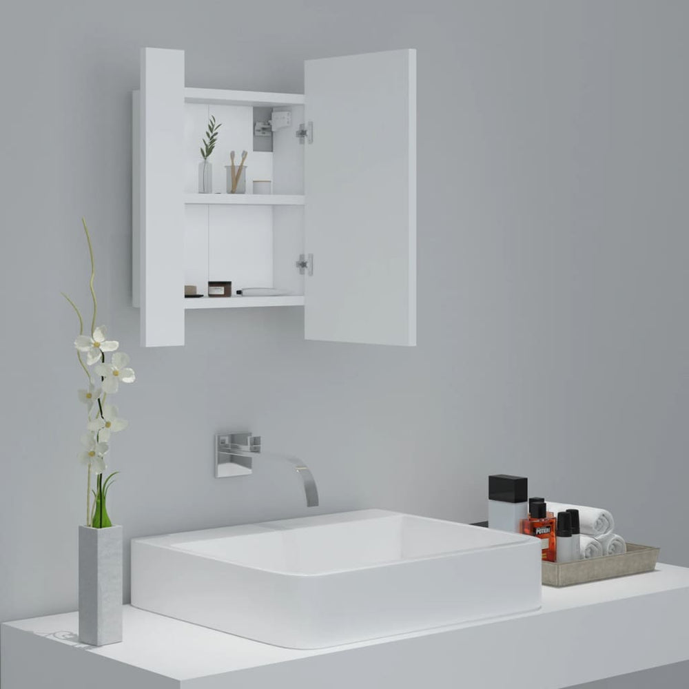 Badkamerkast met spiegel en LED 40x12x45 cm acryl wit MeubelReus