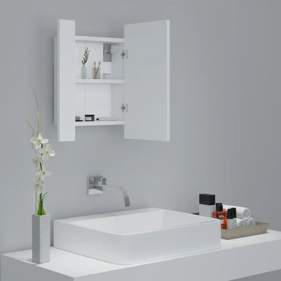 Badkamerkast met spiegel en LED 40x12x45 cm acryl wit MeubelReus