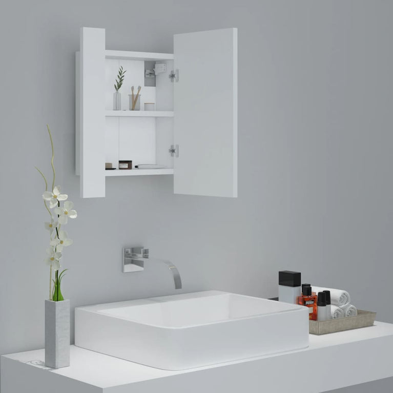 Badkamerkast met spiegel en LED 40x12x45 cm acryl wit MeubelReus