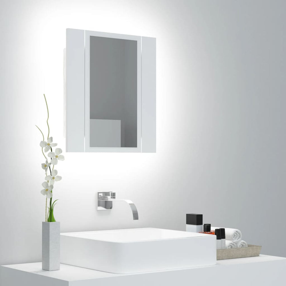 Badkamerkast met spiegel en LED 40x12x45 cm acryl wit MeubelReus