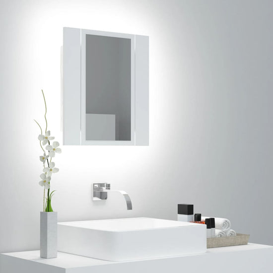 Badkamerkast met spiegel en LED 40x12x45 cm acryl wit MeubelReus
