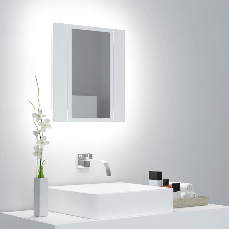 Badkamerkast met spiegel en LED 40x12x45 cm acryl wit MeubelReus