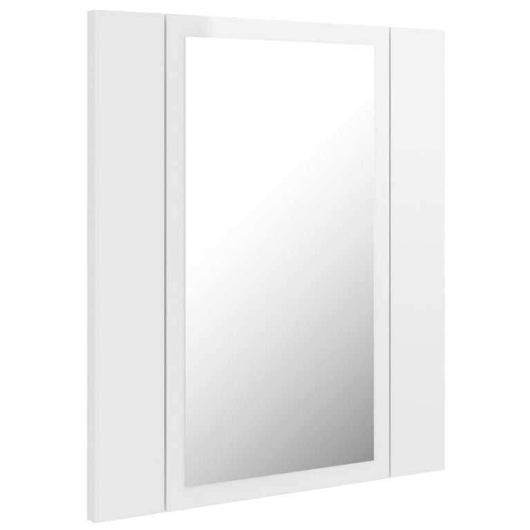 Badkamerkast met spiegel en LED 40x12x45 cm acryl hoogglans wit