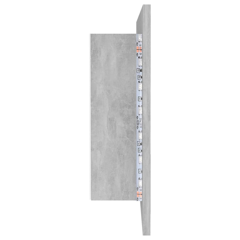 Badkamerkast met spiegel en LED 90x12x45 cm acryl betongrijs MeubelReus