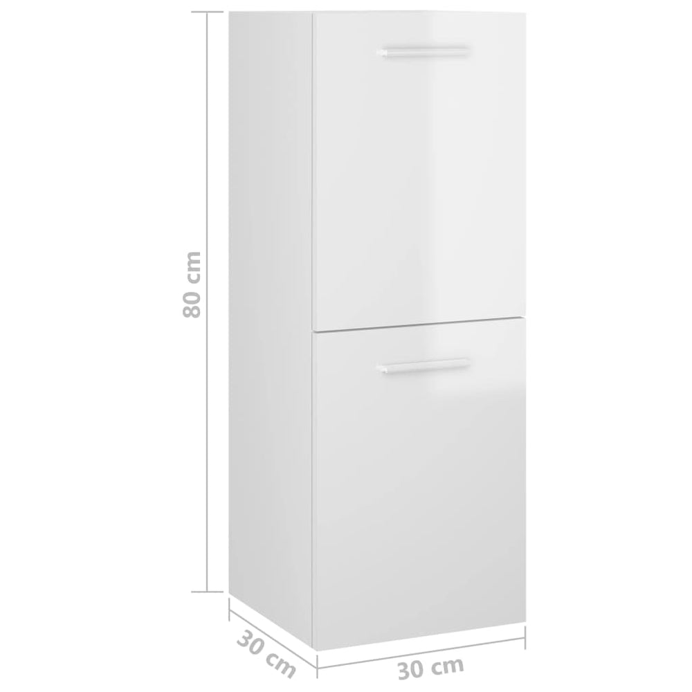 Badkamerkast 30x30x80 cm spaanplaat hoogglans wit MeubelReus