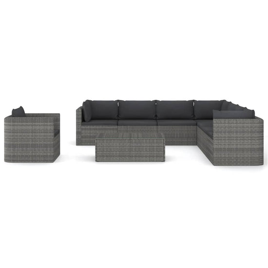 9-delige Loungeset met kussens poly rattan grijs MeubelReus