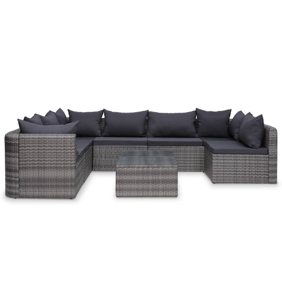 9-delige Loungeset met kussens poly rattan grijs MeubelReus