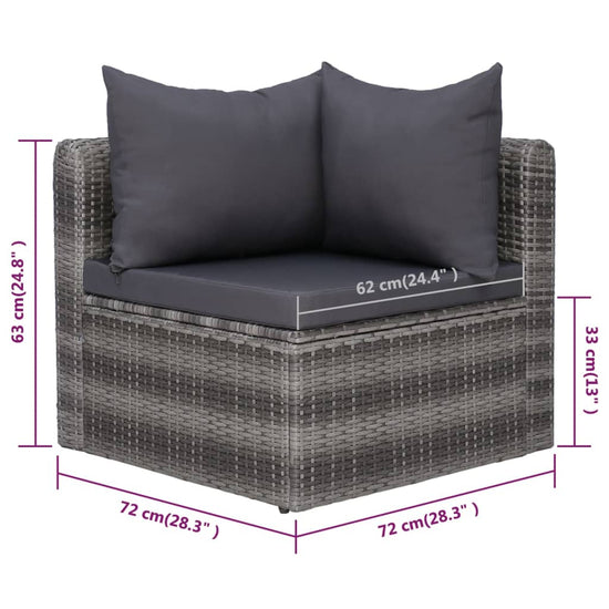 9-delige Loungeset met kussens poly rattan grijs MeubelReus