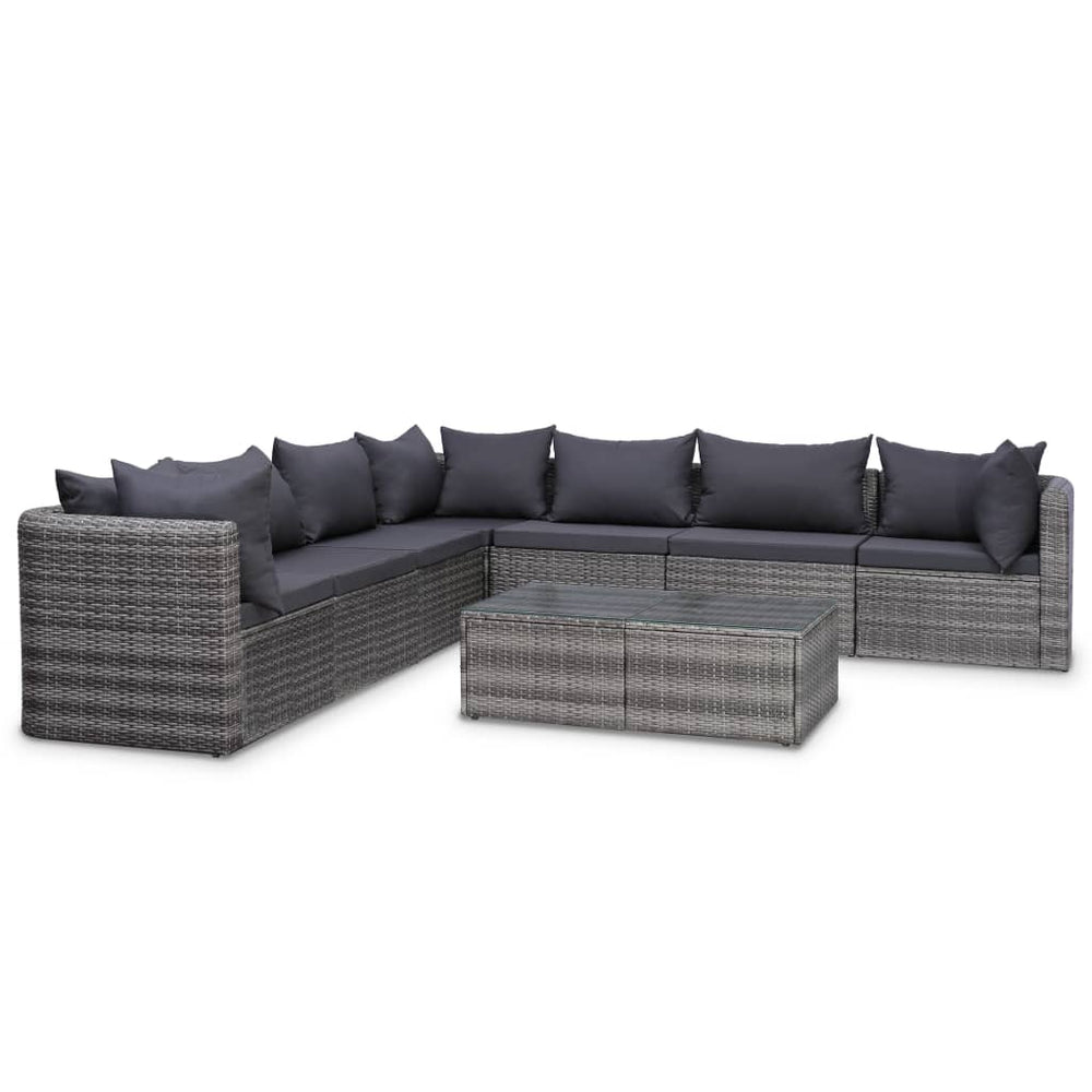 10-delige Loungeset met kussens poly rattan grijs MeubelReus