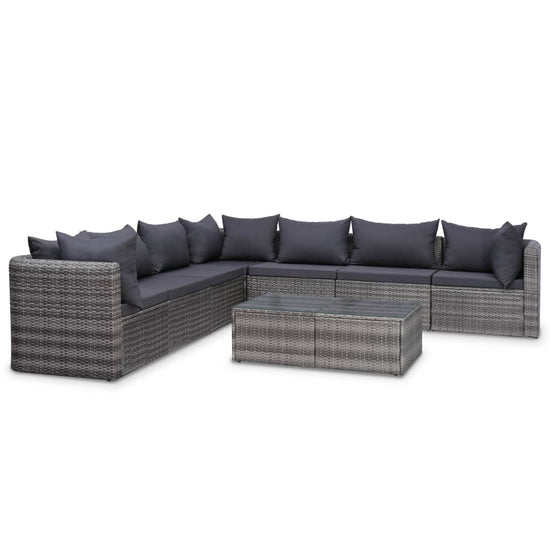 10-delige Loungeset met kussens poly rattan grijs MeubelReus