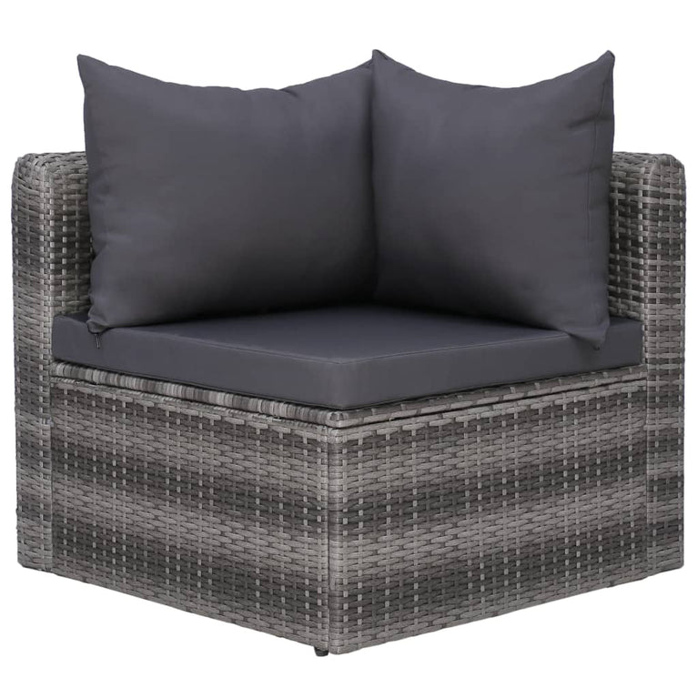10-delige Loungeset met kussens poly rattan grijs MeubelReus
