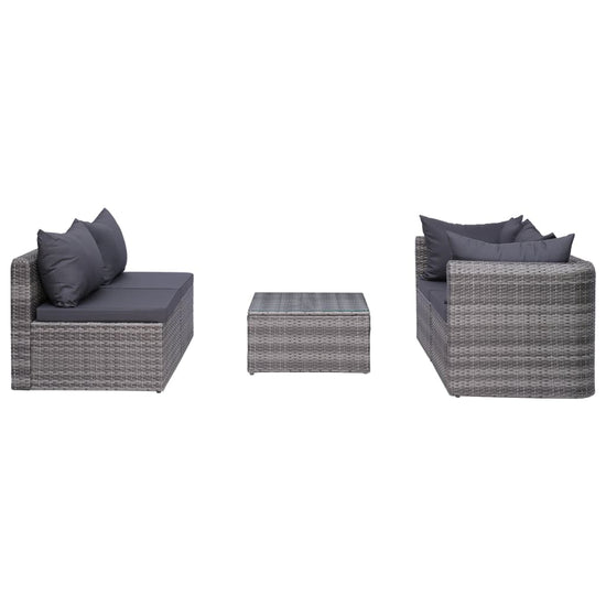 7-delige Loungeset met kussens poly rattan grijs MeubelReus