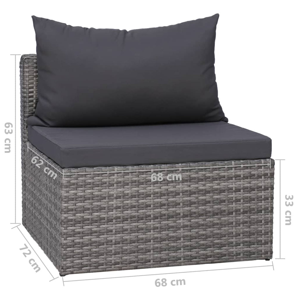 7-delige Loungeset met kussens poly rattan grijs MeubelReus