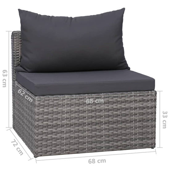 7-delige Loungeset met kussens poly rattan grijs MeubelReus