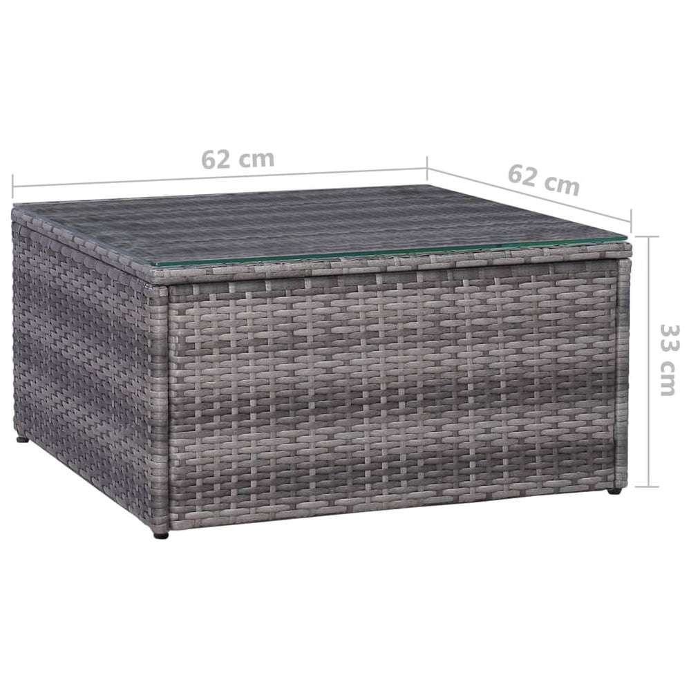 7-delige Loungeset met kussens poly rattan grijs MeubelReus