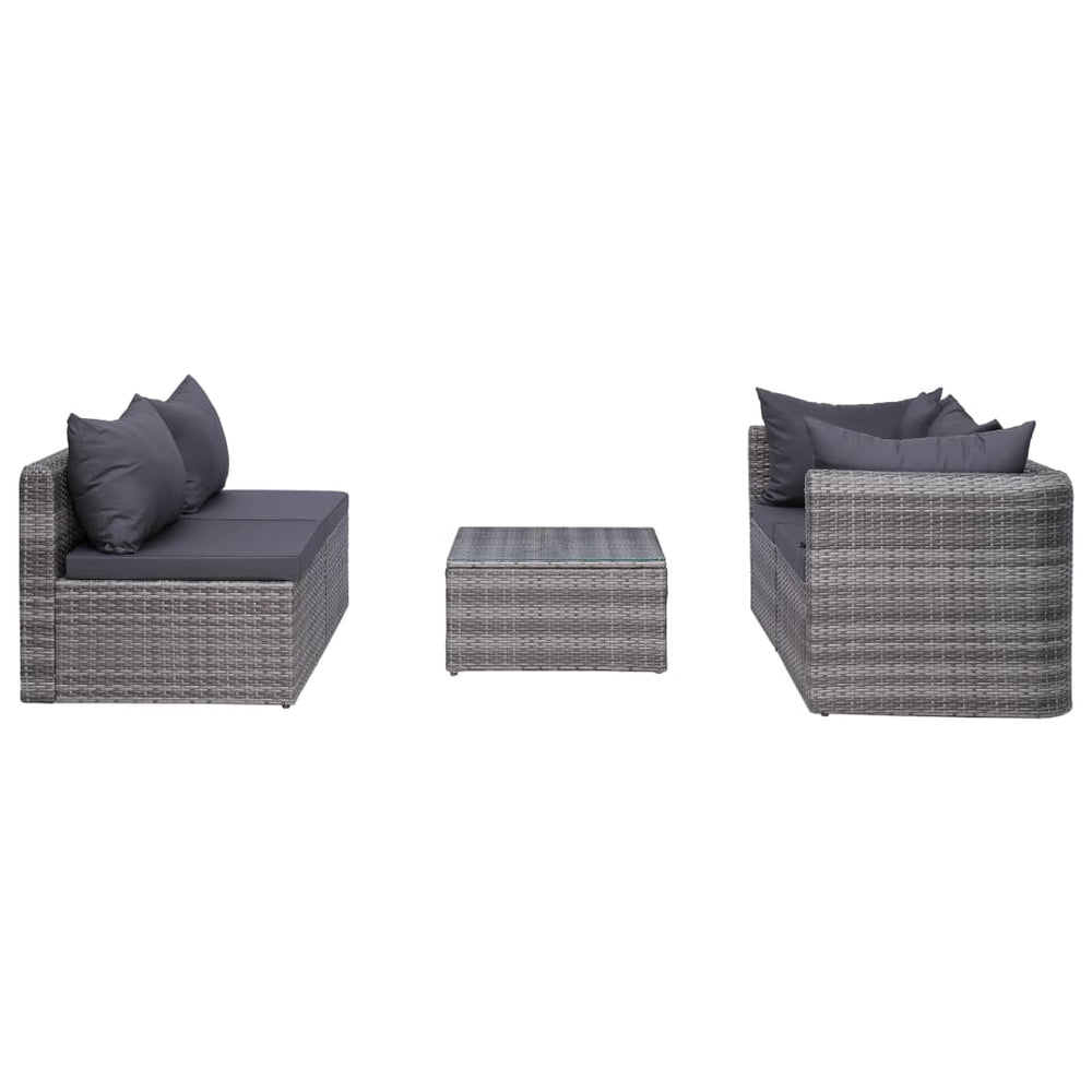 7-delige Loungeset met kussens poly rattan grijs MeubelReus