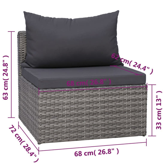 7-delige Loungeset met kussens poly rattan grijs MeubelReus