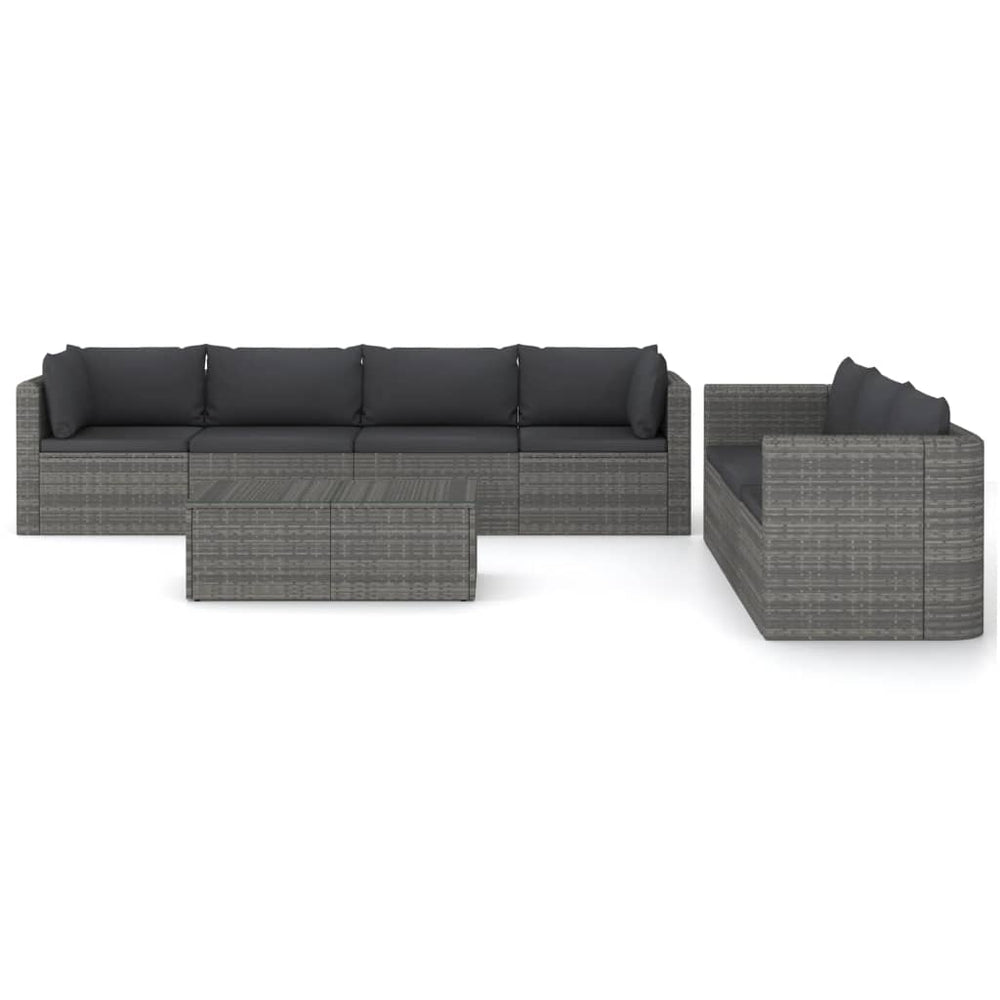 8-delige Loungeset met kussens poly rattan grijs MeubelReus