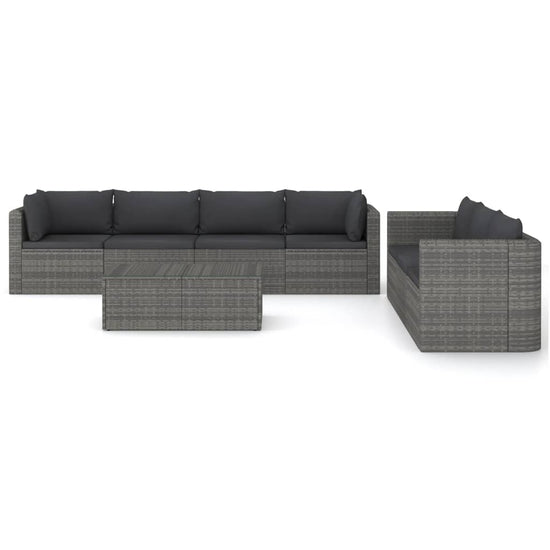 8-delige Loungeset met kussens poly rattan grijs MeubelReus