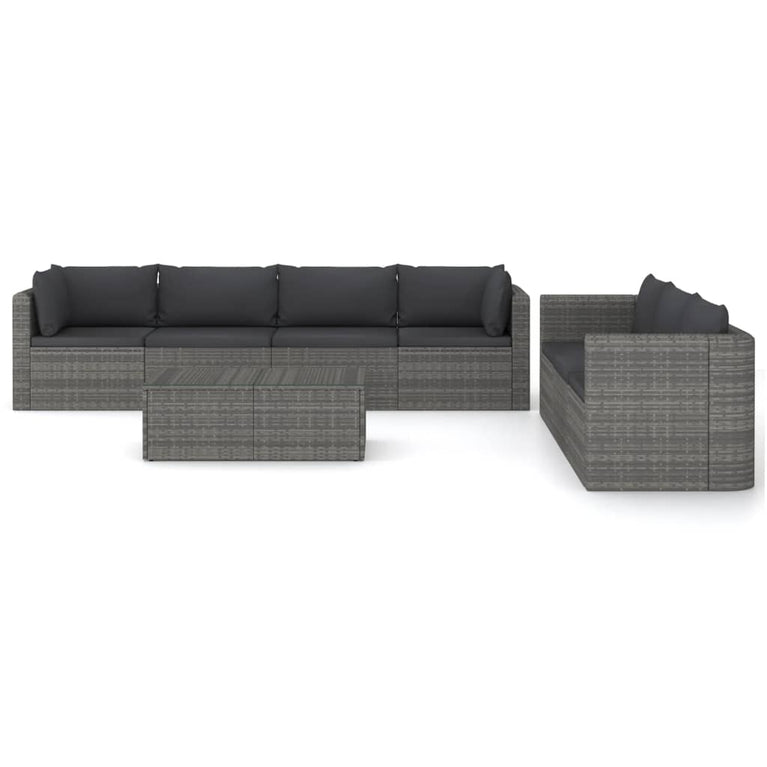 8-delige Loungeset met kussens poly rattan grijs MeubelReus