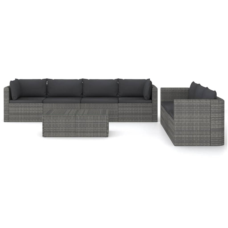 8-delige Loungeset met kussens poly rattan grijs MeubelReus
