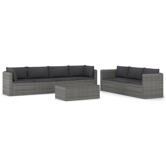 8-delige Loungeset met kussens poly rattan grijs MeubelReus