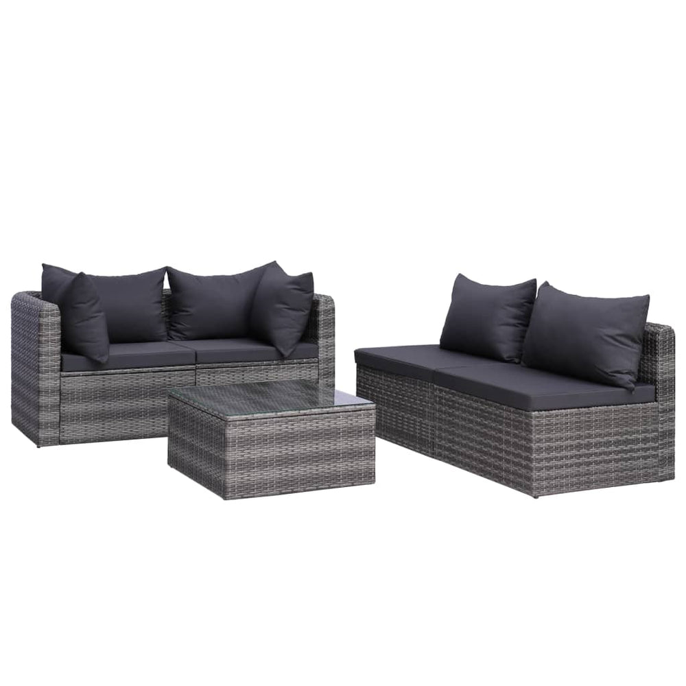 8-delige Loungeset met kussens poly rattan grijs MeubelReus