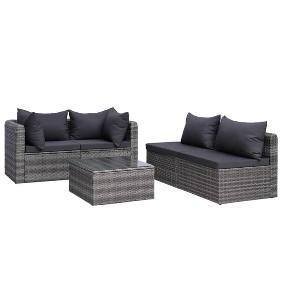8-delige Loungeset met kussens poly rattan grijs MeubelReus