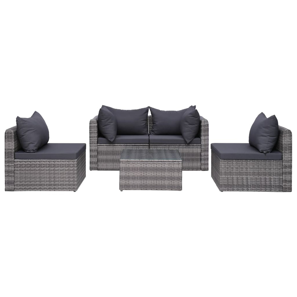 8-delige Loungeset met kussens poly rattan grijs MeubelReus