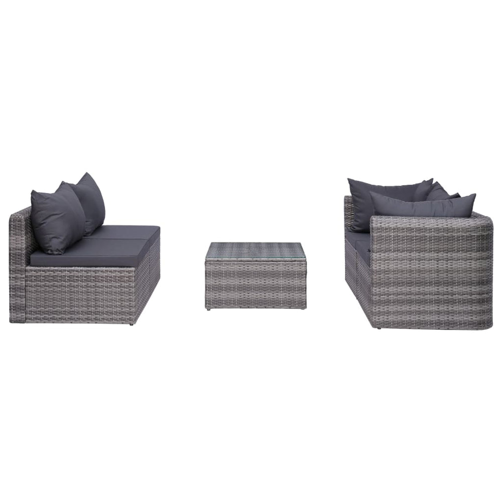 8-delige Loungeset met kussens poly rattan grijs MeubelReus