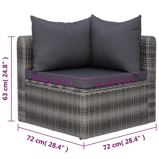 8-delige Loungeset met kussens poly rattan grijs MeubelReus