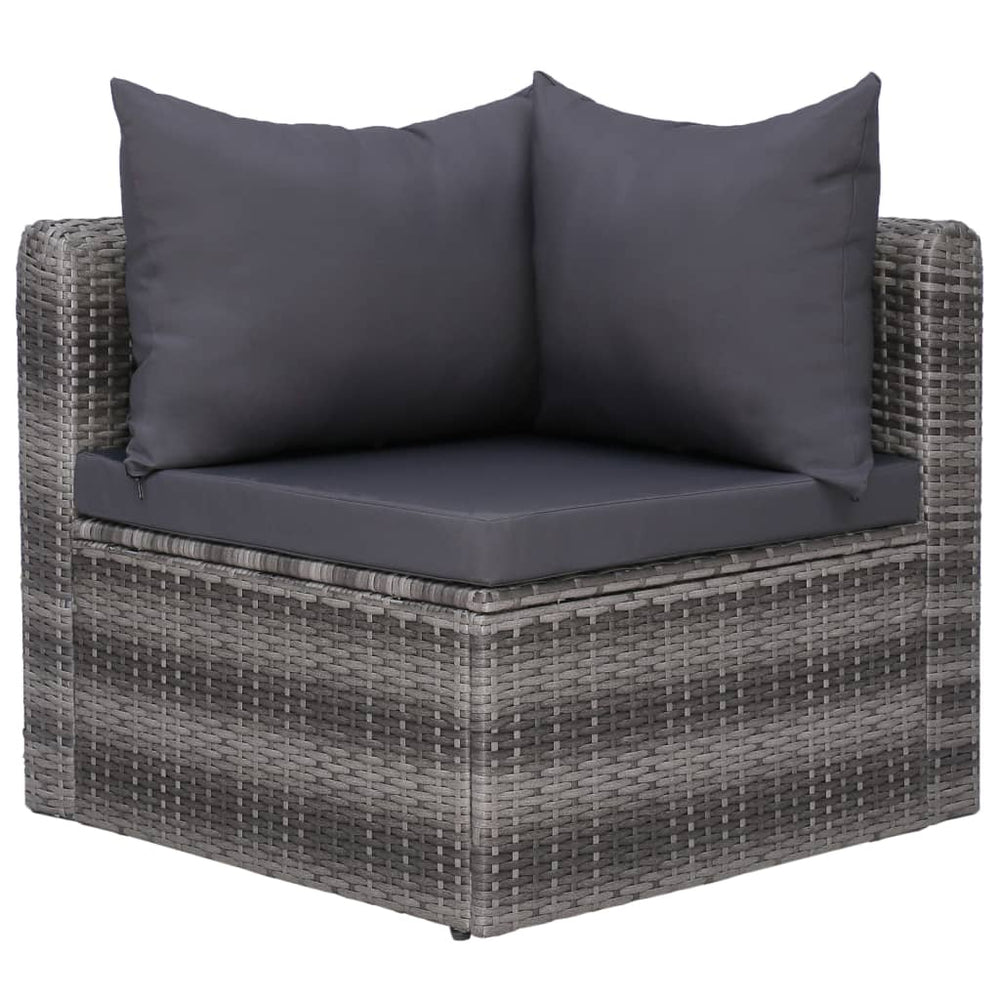 9-delige Loungeset met kussens poly rattan grijs MeubelReus
