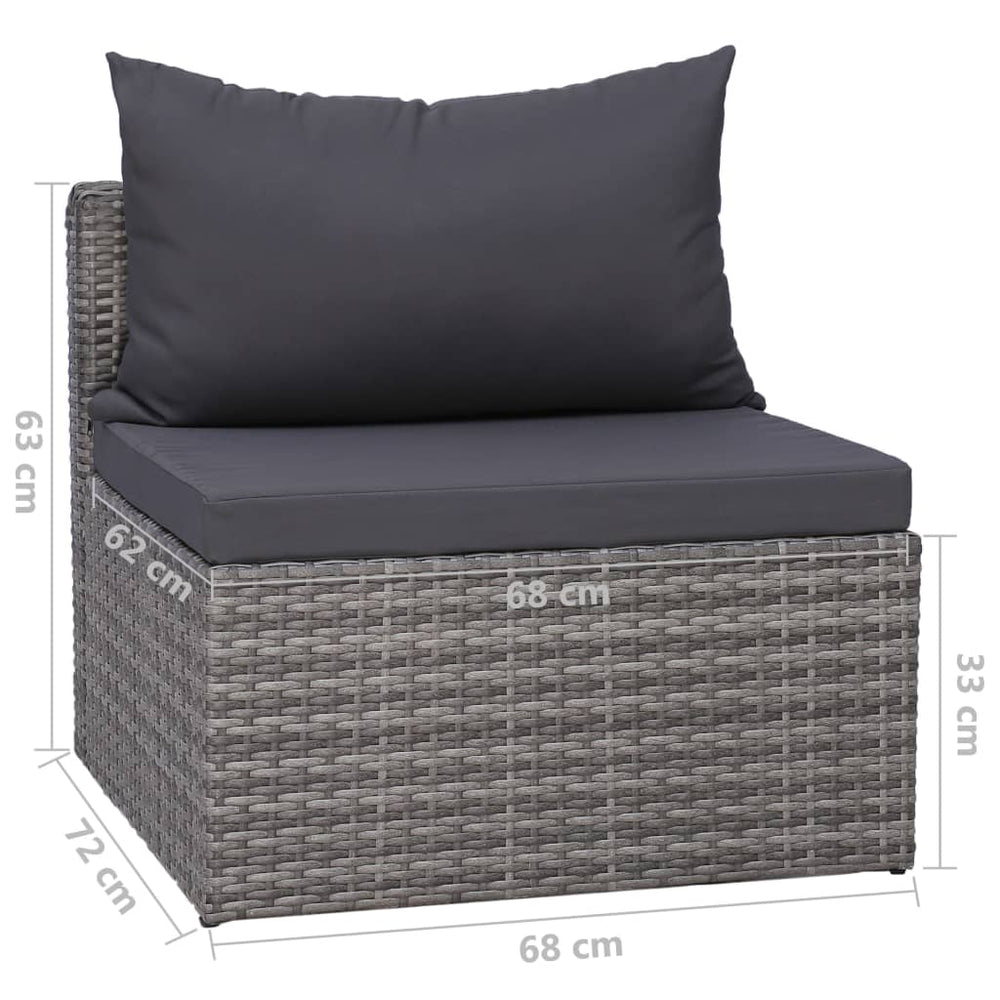 9-delige Loungeset met kussens poly rattan grijs MeubelReus