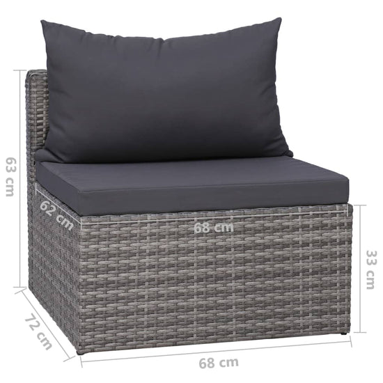 9-delige Loungeset met kussens poly rattan grijs MeubelReus