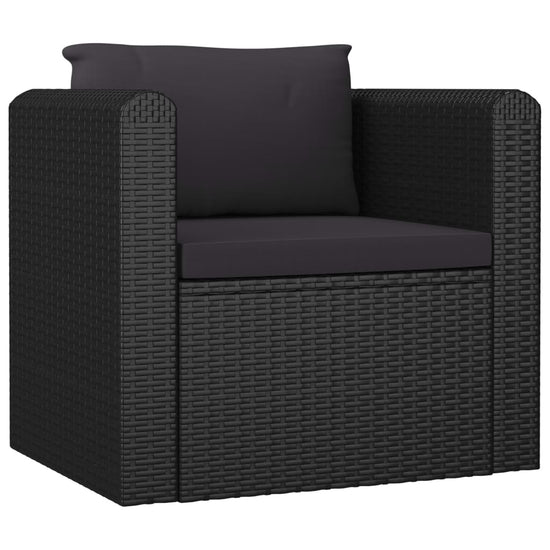 7-delige Loungeset met kussens poly rattan zwart MeubelReus