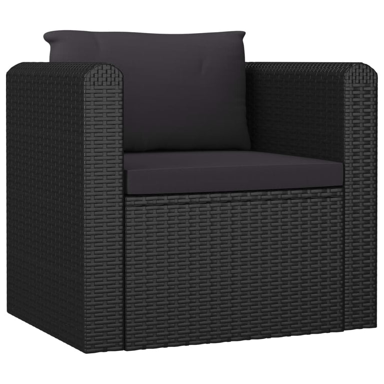 7-delige Loungeset met kussens poly rattan zwart MeubelReus