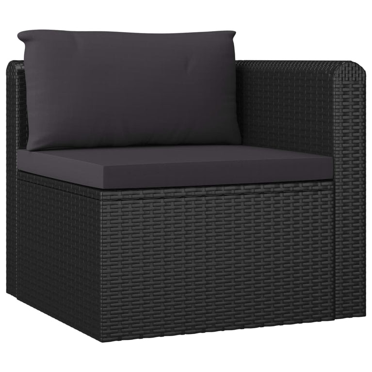 7-delige Loungeset met kussens poly rattan zwart MeubelReus
