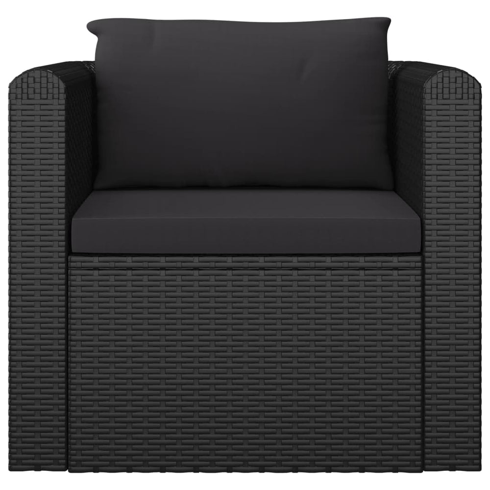 7-delige Loungeset met kussens poly rattan zwart MeubelReus
