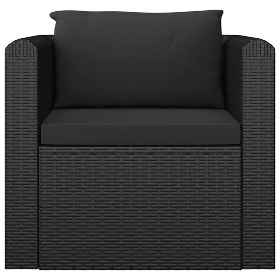 7-delige Loungeset met kussens poly rattan zwart MeubelReus
