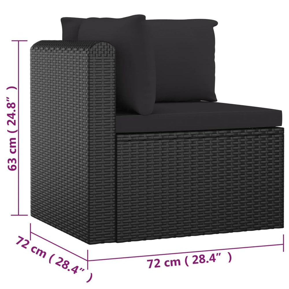 7-delige Loungeset met kussens poly rattan zwart MeubelReus